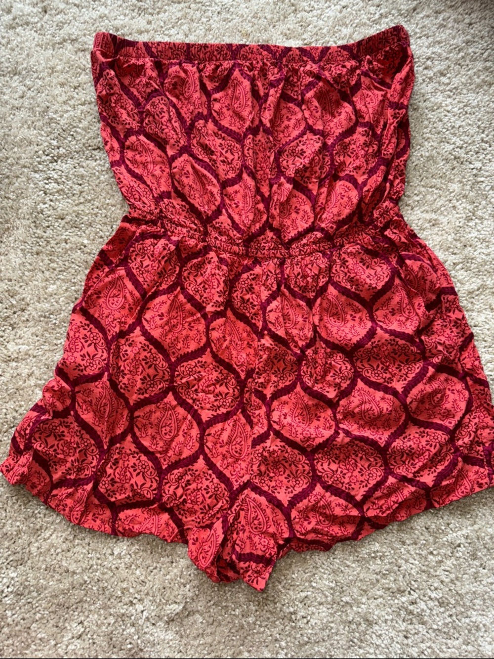 Forever 21 Pink and red Floral Strapless Romper